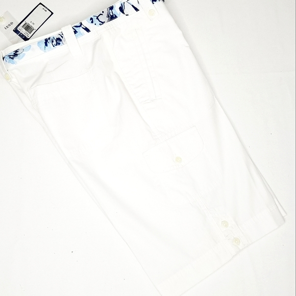 Izod White 11" Belted Bermuda Shorts sz4 NWT - Picture 4 of 9